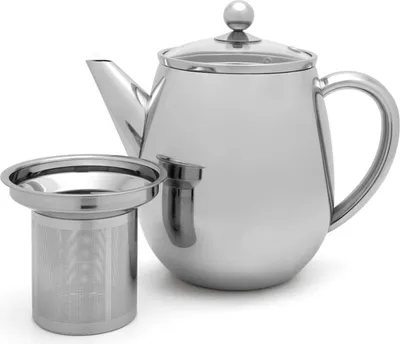 Produktbild von Bredemeijer 111015, Einzelne Teekanne, 1100 ml, Silber, Glas, Edelstahl, Teefilter, 230 mm