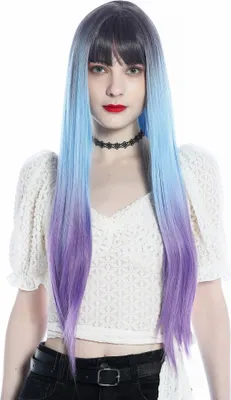 Produktbild von WIG ME UP Perücke lang glatt Pony Ombre Violett Hellblau Lila SZL0810B-T-002