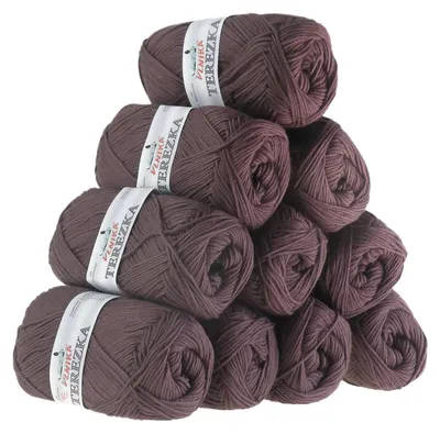 10 x 50g Strickgarn TEREZKA 100% Baumwolle, rehbraun