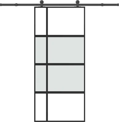 Obrázek produktu pro Posuvné dveře s kováním 90x205 cm tvrzeného sklo a hliník