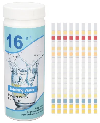 Produktbild von 100 Stück Wasserteststreifen 16 in 1 Trinkqualitäts-PH-Testkit für Aquarium, Pool