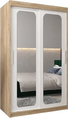 Produktbild von MEBLE KRYSPOL Promo 3120 Schlafzimmerschrank zwei Schiebetüren - Sonoma + Mattweiß