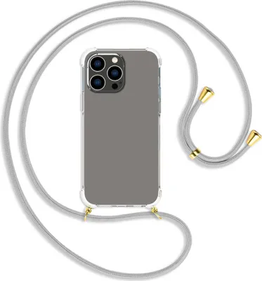Produktbild von Handykette Backcover-Schutzhülle mit Band (Metall goldfarben) für Apple iPhone 14 Pro Max (6.7'') - silbergrau