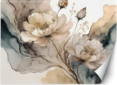 Produktbild von Vlies fototapete Aquarell abstrakte Blume 100x70 cm Feeby Beige inkl. Kleber einfache Montage
