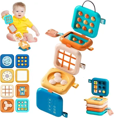 Image de Jouets d'éveil Montessori pour le développement de la motricité, dès 1 an - Tableau d'activités 8-en-1 et jouets pour la motricité pour bébés et jeunes enfants - Jouets d'éveil dès 1 an