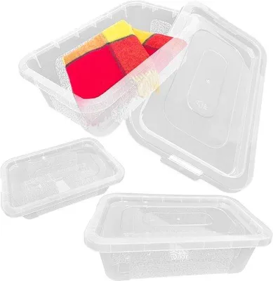 Immagine prodotto di Contenitori in plastica - Contenitore impilabile trasparente - Organizzazione domestica - 45 litri - Trasparente