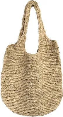 Produktbild von Famanu Shopper Tasche aus natürlicher Raffia - Handgefertigte Wochenendtasche - Leichtgewicht - 17 cm x 50 cm x 40 cm