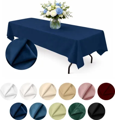 Produktbild von MEBLE ODNOWA, Tischdecke, Matter Samt-Tischdecke, Rechteckig, Navyblau, 140×240 cm, Velours, Tischschutz, Elegant, Formstabil, Elastisch, Strapazierfähig, Maschinenwaschbar