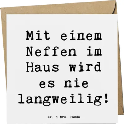 Produktbild von Mr. & Mrs. Panda doppelkarte Spruch Neffe Spaß - Weiß - Geschenk, Grußkarte, Geschenkideen, Unterhaltung, anlasskarte, personalisiert, handgefertigt, faltkarte, Bindung