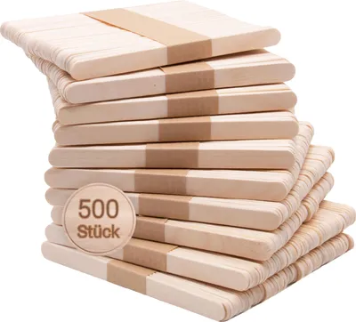 Produktbild von Eisstiele - 500 Stück Holzstäbchen aus naturbelassenem Holz