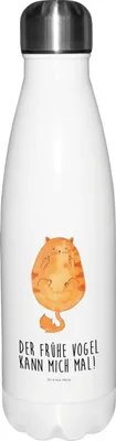 Produktbild von Mr. & Mrs. Panda Wasserflasche Katze Frühaufsteher - Weiß - Geschenk, Kater, Verschlafen, Thermos, Kaffee, Katzen, Genervt, Getränkeflasche, Tiger, Thermosflasche