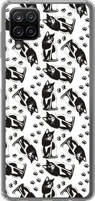 Produktbild von MuchoWow® Handyhülle Schutzhülle Hülle für Telefoonhoesje Samsung Galaxy A12 Muster - Katze - Schwarz - Weiß - Jungen - Mädchen - Kinder - Kind Silikon Softcase Handy Hülle - Bild