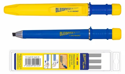 Image de Bleispitz dry BIG MAGNET Set (Zimmermannsbleistift, 6 Ersatzminen Graphit HB)