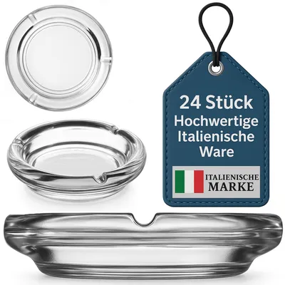 Produktbild von 24 Aschenbecher Hochwertige Glas Ascher Rund Gastro Wind Bar Massiv Zigaretten