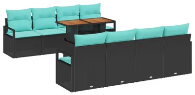 Produktbild von vidaXL Gartensofa-set 9 stk. 8-Sitzanzahl Schwarz und Türkis