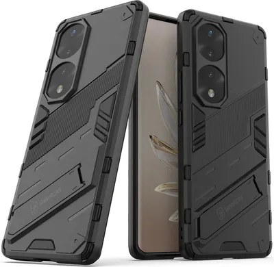 Produktbild von Armor Hülle für Honor 70 Pro, Hybrid PC TPU Bumper Stoßfestes Schutzhülle mit Standfunktion Schwarz
