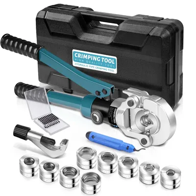 Produktbild von Hydraulische Presszange Rohrpresszange Crimpzange V-Kontur 12-15-18-22-28 TH-Kontur 16-20-26-32 Handpresszange Backeneinsätze Kupferrohr Verbundrohr