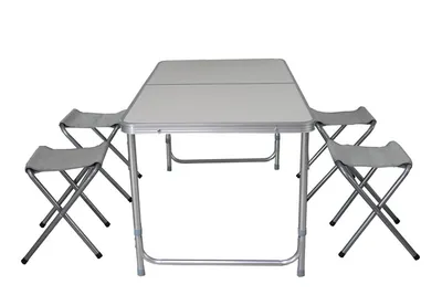 Obrázek produktu pro Kempinkový set LEX: skládací kempinkový stůl + 4 stoličky v kufru MC330874