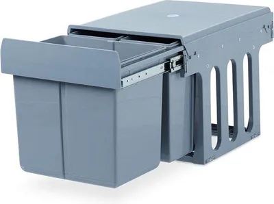 Immagine prodotto di Set di cassetti per cestino della spazzatura da cucina, 15,8 L, in plastica grigia, impermeabile