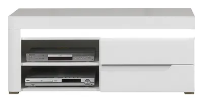 Obrázek produktu pro Furniture24 Lowoard Irma IM1 TV skříňka Spodní skříňka s dvířky a led osvětlením Bílá/bílá vysoký lesk