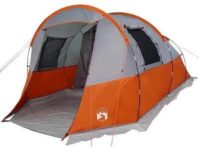 Produktbild von vidaXL Tunnelzelt 4 Personen Grau und Orange Wasserdicht