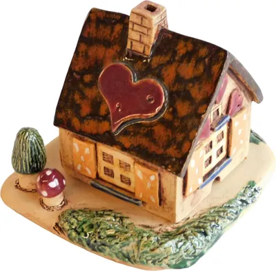 Produktbild von Handgefertigtes Räucherhaus Hexenhaus Märchenhaus für Räucherkegel L 9 cm B 8 cm H 12 cm