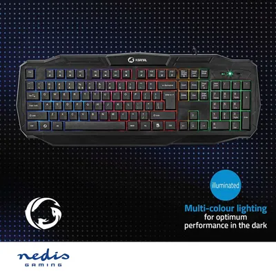 Produktbild von Nedis Wired Gaming Keyboard - USB 2.0 - Folientasten - LED - US international - US-Layout - Stromversorgung über USB - Netzkabellänge: 1.50 m - Gaming