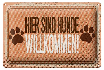 Produktbild von Blechschild Hinweis 20x30 cm Hunde willkommen Schild