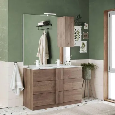 Immagine prodotto di Mobile bagno doppia vasca Salemi120 colore rovere mercure