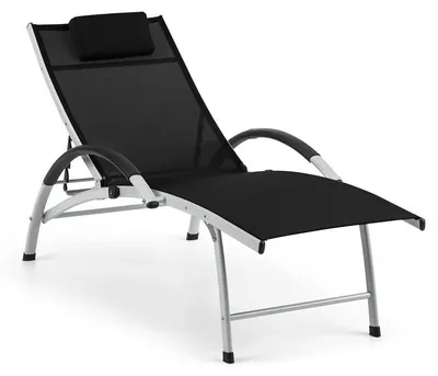 Obrázok produktu pre Blumfeldt Sun Valley - ležadlo, hlavový vankúš, 70% PVC/30% Polyester, čierne