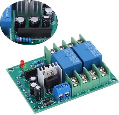 Imagen del producto de Placa de circuito para protección de altavoces, canal dual, con componente de retardo de silencio al encender, 10A, AC12-18V