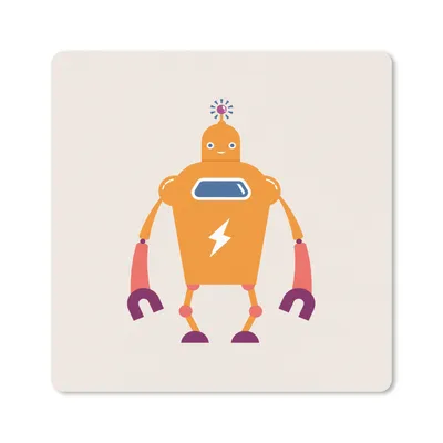 Produktbild von MuchoWow® Mauspad Mousepad Roboter - Antenne - Orange - Blitzschlag - Junge - Kinder 20x20 cm - Mousepads - Maus Mat - Pad - Mausunterlage - Desk Mat - Bureauartikeln