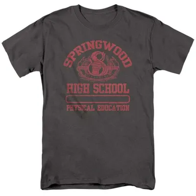Immagine prodotto di Maglietta unisex "Springwood High School" ispirata al film "A Nightmare on Elm Street", taglia S, colore antracite (TV39034), productTiles.product.images.aiGenerated