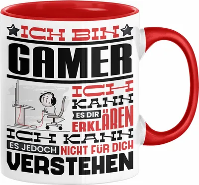 Produktbild von Gamer Geschenk Kaffee-Tasse Geschenkidee für Gamer Ich Bin Gamer Ich Kann Es Dir Erklären Jedoch Nicht Für Dich Verstehen Spruch Lustig (Rot)