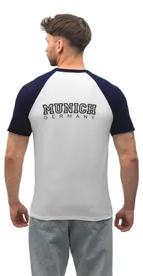 Produktbild von Spreadshirt Munich München Deutschland Streetwear College Herren Baseball Shirt, XL, Weiß/Navy