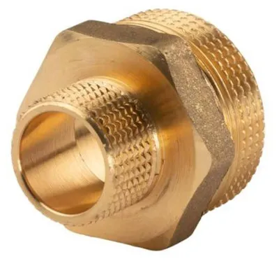 Produktbild von Messing Gewinde-Fitting Reduziernippel 1 1/4''AG (DN 32) - 3/4'AG (DN 20) - schwere Ausführung