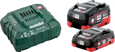 Produktbild von Metabo Akku Basis-Set 18 V LiHD 1 x 4.0 Ah + 1 x 5.5 Ah mit Akku Ladegerät