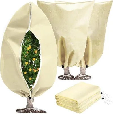 Obrázek produktu pro Zimní ochrana pro rostliny, 80 x 120 cm, ochranný kryt na rostliny se zipem, balení po 2 kusech pro ochranu rostlin před mrazem.
