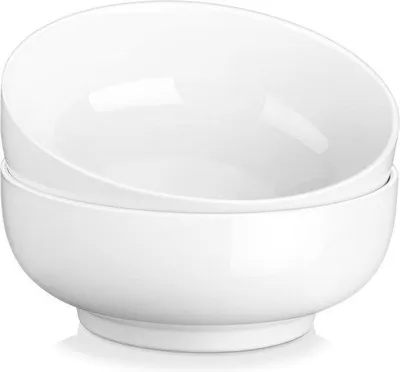 Obrázok produktu pre Porcelánová miska na občerstvenie, krémovo biela, 1780 ml, 2-dielna sada: miska na šalát, miska na polievku, miska na ovocie.