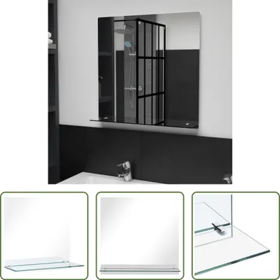 Produktbild von The Living Store Wandspiegel mit Regal 60×60 cm Hartglas
