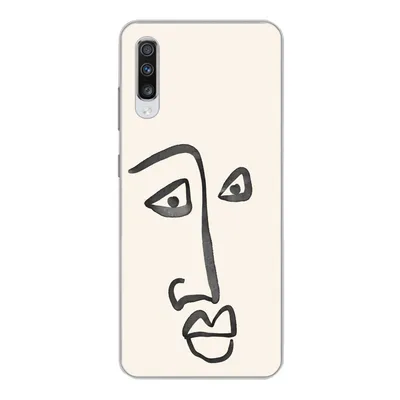 Produktbild von MuchoWow® Handyhülle Schutzhülle Hülle für Samsung Galaxy A70 Gesicht - Augen - Strichzeichnung Silikon Softcase Handy Hülle - Schutzhaube