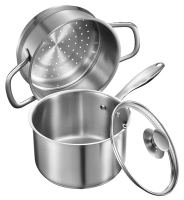 Immagine prodotto di VEVOR pentola di cottura grande 2,37 L con coperchio in vetro e strato di vapore, pentola per zuppa e verdure con manico ergonomico, pentola per latte in acciaio inox pentola per verdure pentola per salse in argento lavabile in lavastoviglie