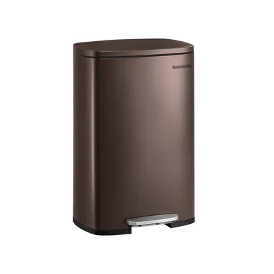 Productafbeelding van Rootz 50 liter vintage bruine stalen afvalbak - Vuilnisbak - Prullenbak - Duurzame constructie - Handig voetpedaal - Ruime binnenbak - 42,5 cm x 31,8 cm x 65,7 cm