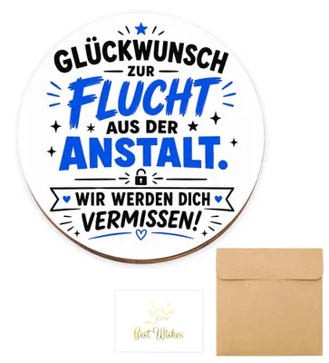 Holz-Untersetzer, lustiges Abschiedsgeschenk für Kollegen, 6 Stück