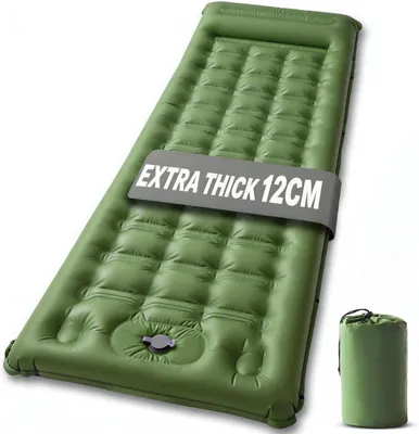 Produktbild von Camping Isomatte selbstaufblasend 12 cm, mit Fußpumpe und Kissen, wasserdicht, für Outdoor
