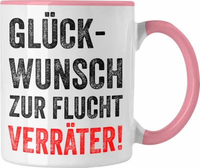 Produktbild von Trendation - Jobwechsel Tasse Geschenk Kollegin Kollege Lustig Abschiedsgeschenk Sprüche Glückwunsch Zur Flucht (Rosa)
