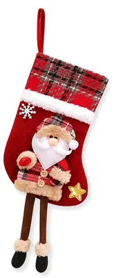 Weihnachtsstrumpf aus Filz, 34x18 cm, Weihnachtsmann-Motiv, zum Aufhängen
