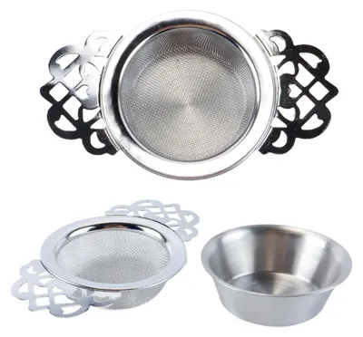 6 Teesiebe mit Kom, Edelstahl-Teefilter mit Griff, 6er Set