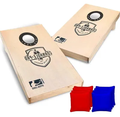 Productafbeelding van Cornhole-spelset voor buiten | 100% houten planken | Met tassen en beschermhoes | Ideaal voor familie en vrienden