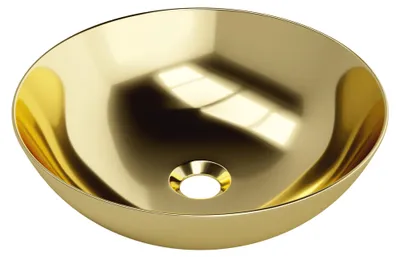Produktbild von LAVITA Aufsatzwaschtisch Rosa Gold | Aufsatzwaschbecken Rund | Waschbecken Ohne Überlauf und Hahnloch | Aus hochwertigem Porzellan | Waschtisch | 40x40x13,5 cm | Gold